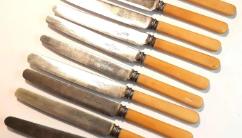 10 cuchillos de mesa hoja Joseph Rodgers & Sons Cutlers to Her Majesty