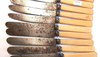 11 cuchillos de mesa mango de marfil Hunter & Sons Sheffield