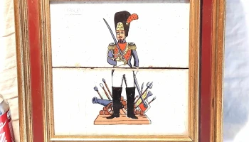 2 Cerámicas enmarcadas Guardia Imperial de Napoleón con sombrero granada
