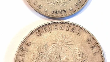 2 monedas de plata 50 cent y 1 peso 1917