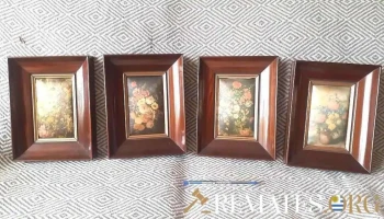 4 cuadros motivo flores estampadas 22 x 16.  el lote