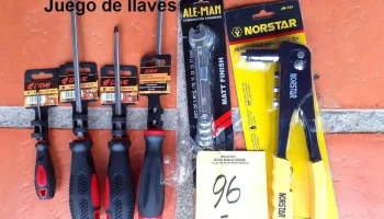 4 destornilladores + remachadora + jgo llaves