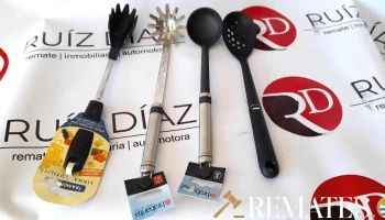 4 espumaderas cabo de acero inox y negro