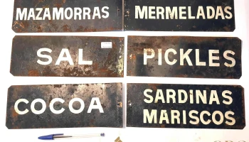 6 Carteles de chapa de productos de almacen