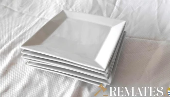 6 platos de loza color blanco cuadrados
