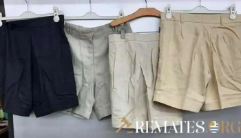 63 Bermudas de Lino para Dama en cuatro colores: 14 caki, 18 color lino, 14 negras y 17 crema