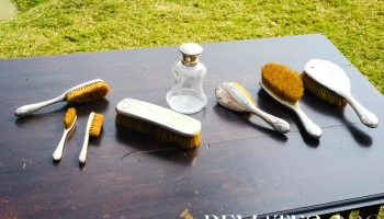 7 Cepillos y peines más un perfumador de vidrio
