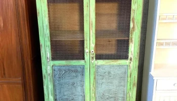 Alacena 2 Puertas Con Tejido , Laqueada Verde 0,85 X 0,48 X 1,86 Alto