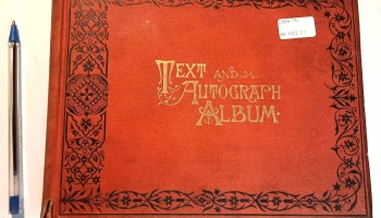 Álbum 1881 en Ingles para recolectar autógrafos sin uso con citas religiosas