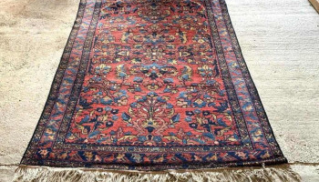 Alfombra De Lana Tonos Rojo Azul 2m X 1,60