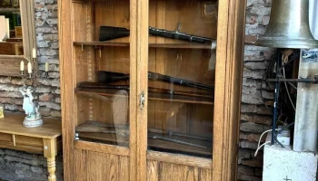 Biblioteca En Roble 2 Puertas Vidriadas
