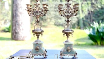 Candelabros con detalles  de oro garments con aplique para lamparas