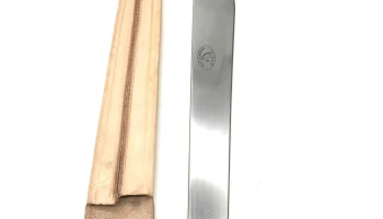 Cuchillo Hoja Acero Carbono , Cavo De Hueso Pulido, Con Vaina De Cuero