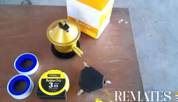 destornillador de 3 puntas, valbula de garrafa  cinta metrica y 2 teflones
