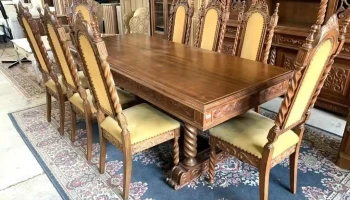Jgo De Comedor Renacimiento Italiano Mesa 2,20 X 1m  X 0,80 Alto Y 8 Sillas