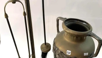 Juego De Atizadores En Bronce Y Anfora