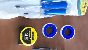 juego de destornilladores cabo azul cinta metrica 2 teflon y canilla