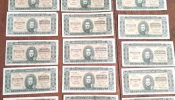 lote de 17 billetes sin circular ley 1939 de 0,50$