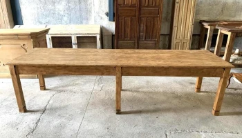 Mesa De Salon De 6 Patas En Pino Blanco 2,93 X 0,86 X 0,77 Alto