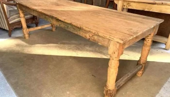 Mesa En Pino Blanco Patas Torneadas 2,40 X 0,80 X 0,79 Alto