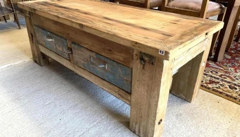 Mesa Ratona De Arrimo 2 Cajones Rustica 1,31 X 0,53 X 0,49 Alto