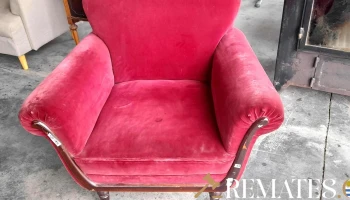 par de sillones de 1 cueerpo ingleces tapizado rojo