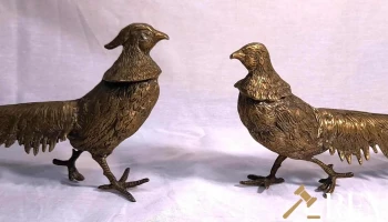 Pareja de faisanes en bronce macizo sanos