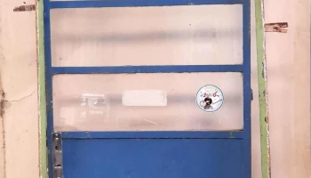 puerta de chapa con marco y  5 vidrios