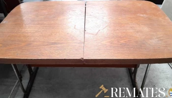 r mesa de comedor base de hierro y tapa de madera