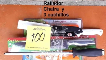 set rallador + chaira + 3 cuchillos