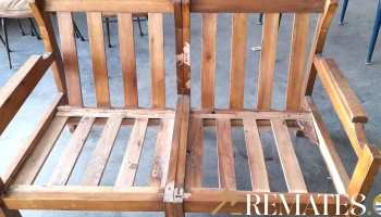 sofa en madera de 2 cuerpos con almohadones