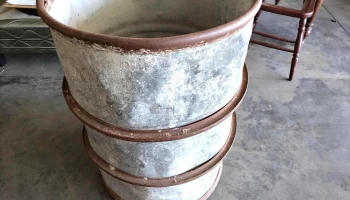 tacho de chapa de 200 litros con 2 anillos