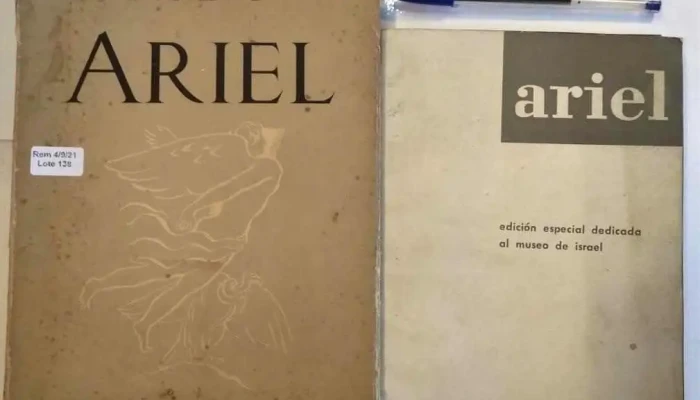 2 libros: Ariel de Rodo y otro Ariel firmado y dedicado por el Artista Luis Mazzey al Museo de Israel