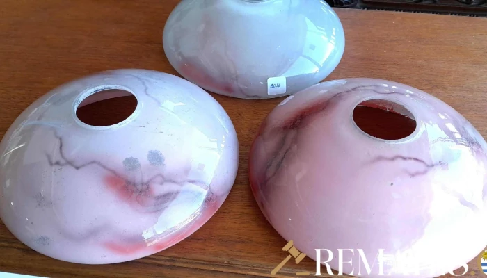 3 plafones de cristal rosado |