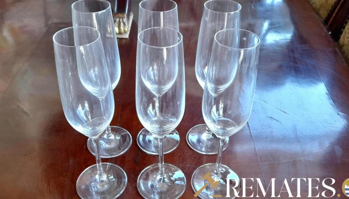 6 copas de champang de cristal