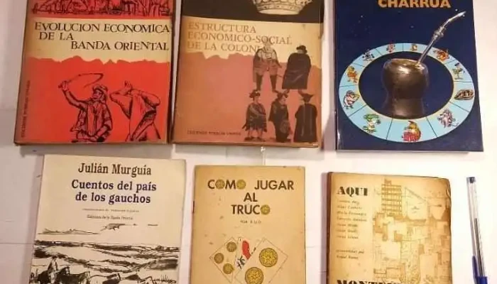 6 libros El Horoscopo Charrua, Libros sobre la Colonia y Banda Oriental, Montevideo gente y lugares, como jugar al Truco, etc