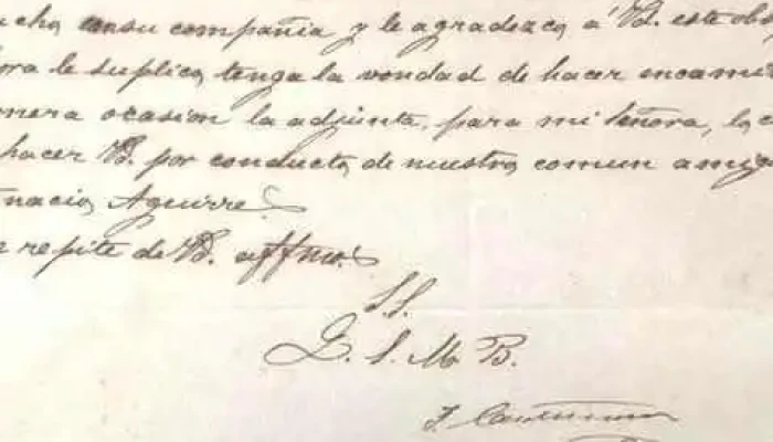 Carta a Dn Diego Lamas fechada en Noviembre 1852 Paso del Olimar