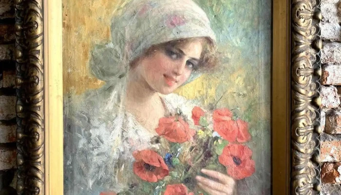 De Maria Oleo Sobre Tela Dama Con Flore 1 - 06-12-2020