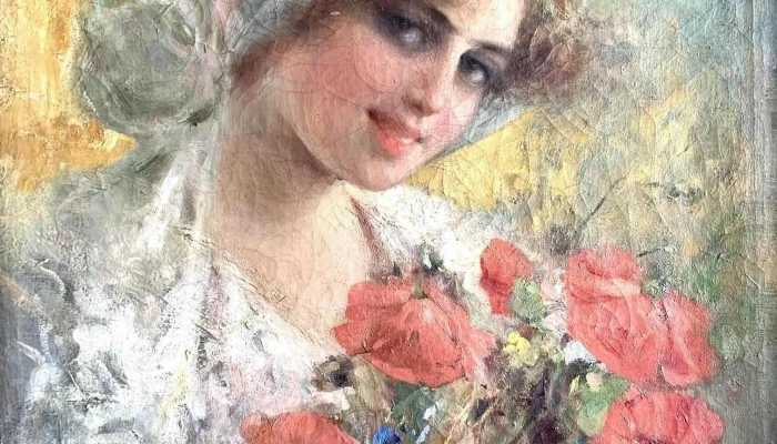 De Maria Oleo Sobre Tela Dama Con Flore 3 - 06-12-2020