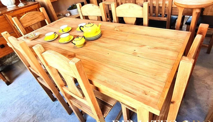 Juego Comedor Macizo En Pino Con 6 Silla 2 - 17-06-2021