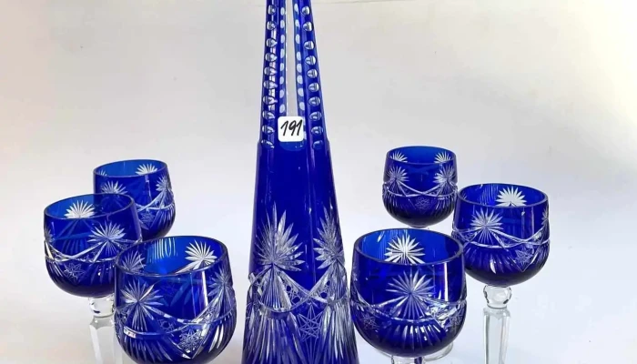 Juego De Licor Cristal Baccarat Licorera Y 6 Copas