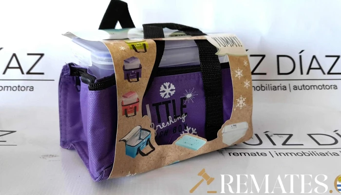 lanchera, tupper, bolso y hielera violeta tuper 20 x 14