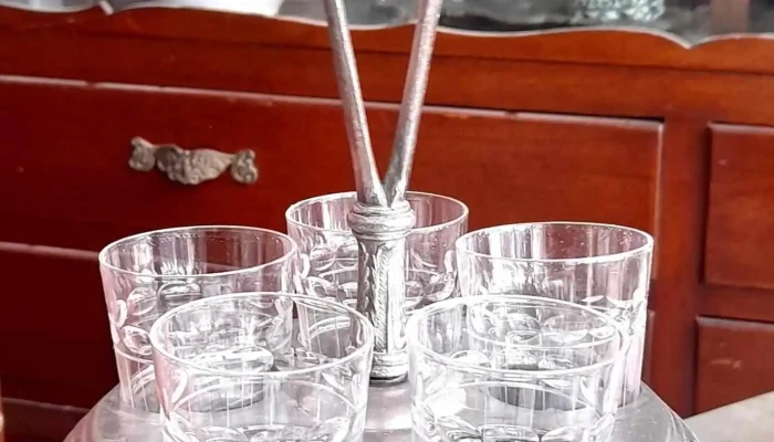 Licorero giratorio 5 vasos cristal tallado