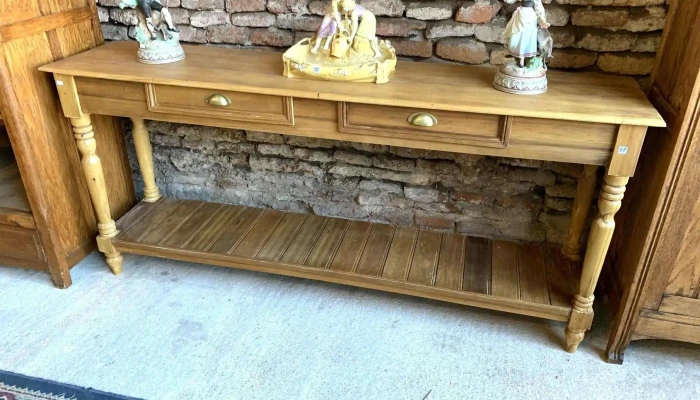Mesa De Arrimo 2 Cajones Patas Torneadas 1,80 X 0,38 X 0,80 Alto