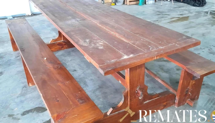 Mesa De Barbacoa En Madera Con 2 Bancos -  1 - 17-06-2021