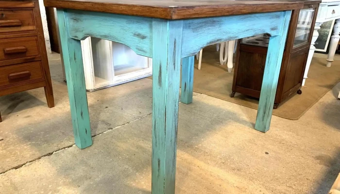 Mesa De Madera Patas Laqueadas Verdes 1 2 - 06-12-2020