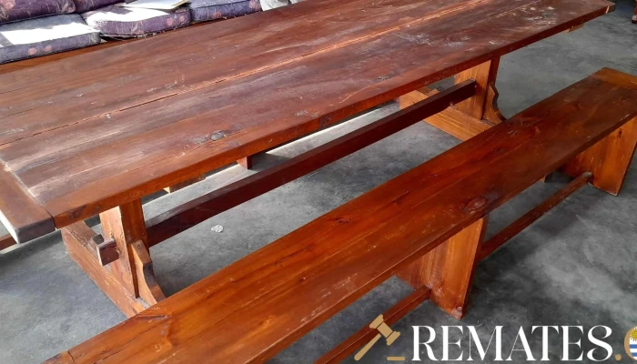 mesa y bancos paras barbacoa en madera maciza