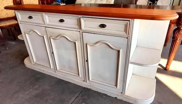 Mueble de cedro de cocina patina blanca