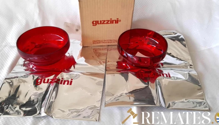 par de bouls de plastico rojo con bolsa para micro
