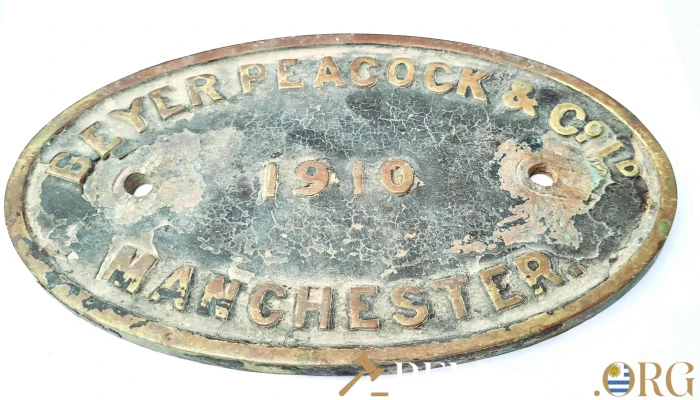 Placa antigua original de vagón ferrocarril inglesa año 1910